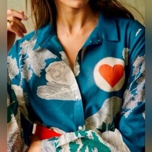 RARE Sézane x Inoui Editions Pierro Shirt in Green Story Size 38/US 6